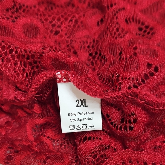 Elegant Seductive Red Scalloped Lace Teddy Bodysuit - Picture 10 of 12